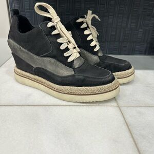 Black and Gray Wedge Sneakers